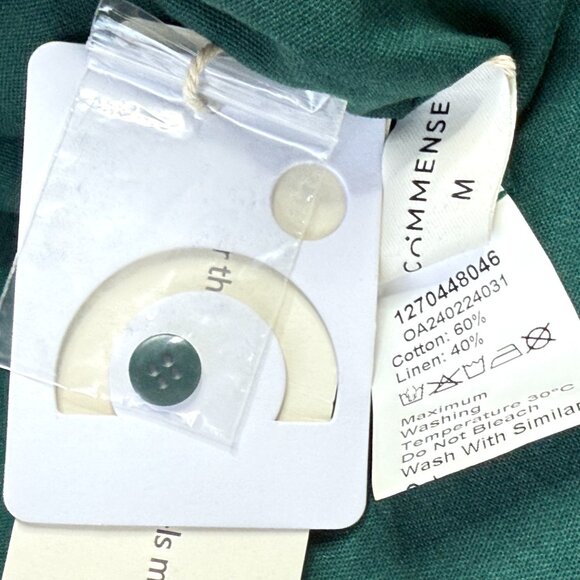 Commense Cotton Linen Button Front Midi Dress Womens M Deep Green NEW - Picture 7 of 8